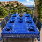 Bue Rectangle Tablecloth 63X79" "Gordes" pattern