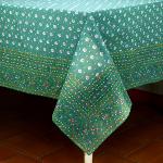 Provencal Square Cotton Tablecloth Green "Flowers" 63" x 63