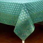 Provencal Square Tablecloth Green "Flowers" 63x 63"