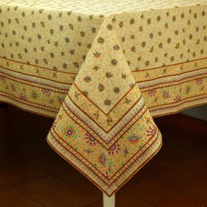 Provencal Rectangle Cotton Tablecloth Beige "Honeymoon" 63" x 79