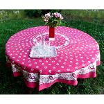 Pink Round Cotton Tablecloth Floral pattern 69