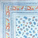 Provencal Rectangle Cotton Tablecloth Light Blue "Floral