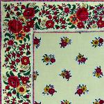 Provencal Square Cotton Tablecloth Beige "Flowers" 59" x 59
