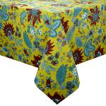 Provencal Square Cotton Tablecloth 69"X69" Ocher Yellow "Bambou" 