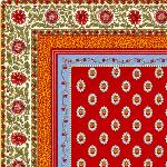 Red Quilted cotton placemat 14"x 18",  "Gordes" pattern