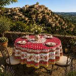 Round Provencal Tablecloth 71'' Red "Gordes"