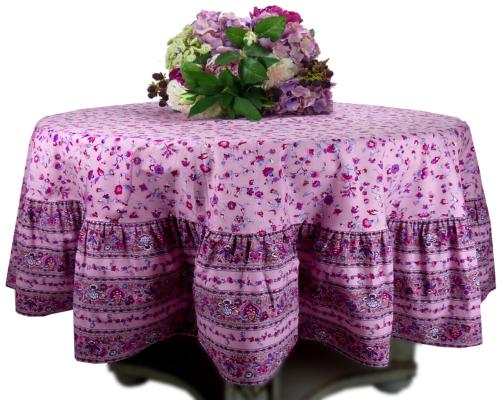Round Cotton Tablecloth Mauve "Country"