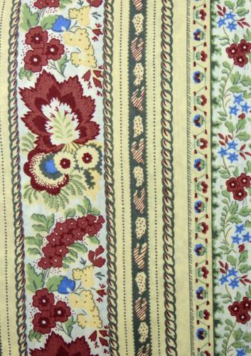 Provencal printed Border stripe Fabric Floral Beige