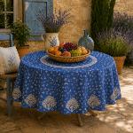 Blue Round Cotton Tablecloth "Indianaire" pattern