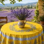 Round Provencal Tablecloth Yellow "Valensole"