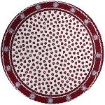 Ecru & Red Round Cotton Tablecloth "Indianaire" pattern
