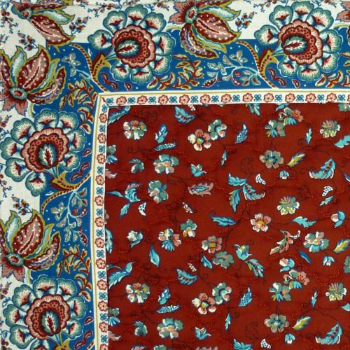 Provencal Quilted Cotton Square Table Mat Red "Country" pattern