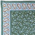 Quilted Green Cotton placemat 15"x19", Volutes pattern