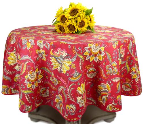 Round Cotton Provencal Tablecloth Red "Inola"