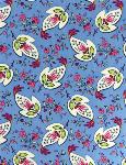 French Provencal Printed cotton Fabric Escari Blue