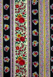 Provencal printed Border stripe Fabric Flowers Black