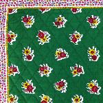 Quilted placemat 12x18" Green, Flowers design