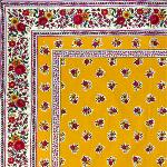 Square Provencal Cotton Tablecloth 63"X63" "Flowers" 