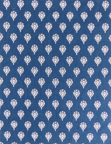 French Provencal Printed cotton Fabric Indianaire Blue
