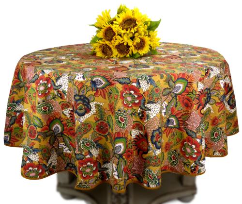 Round Cotton Provencal Tablecloth Multicolor "Carmen"