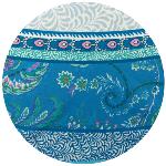 Round Cotton Provencal Tablecloth Blue "Haveli"