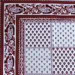 Rectangle Cotton Tablecloth Ecru/Red 59"X98,5" "Vaccarès
