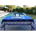 Provencal Rectangle Cotton Tablecloth Blue/White "Vaccares