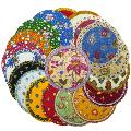 Provencal round quilted fabric coasters