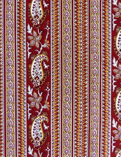 French Provencal Printed cotton Border stripe Fabric Bonis Red