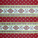 Square Striped Coated Cotton Tablecloth Ecru/Terracotta "Esterel"