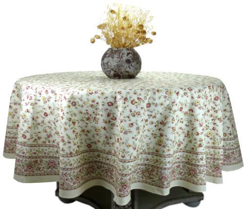 Round Cotton Tablecloth Beige "Country"