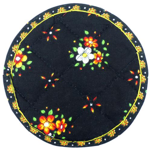 Cotton Quilted Black/Green coaster Farandole design