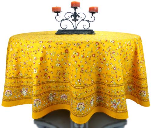 Round Cotton Tablecloth Yellow "Country"