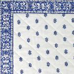 White Provencal quilted table runner "Lavandin" 14x28 inch