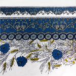 Rectangle <B>Coated</B> Cotton Tablecloth 61X79" Blue "Dentelle" design