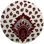 Ecru & Red Round Cotton Tablecloth "Indianaire" pattern