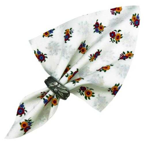 White Napkin, Provencal design "Flowers", 100% pure cotton