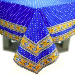 Blue Square Cotton Tablecloth 63"X63" "Esterel" pattern