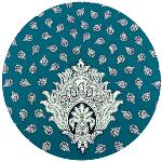 Kingfisher Round Cotton Tablecloth "Indianaire" pattern
