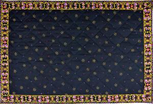 Provencal Quilted Cotton Placemat Black "Stars" 12x18