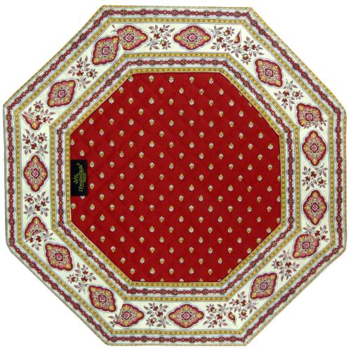 Red Octogonal Quilted placemat 15x15", "Esterel" design