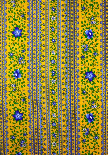 "Yellow Farandole" Provencal Printed Border stripe Fabric