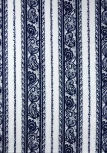 “Blue/White Cashmere”, Border Stripe Fabric 55