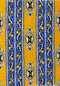 “Yellow/Blue Ecusson”, Cotton fabric precut stripe 5,2