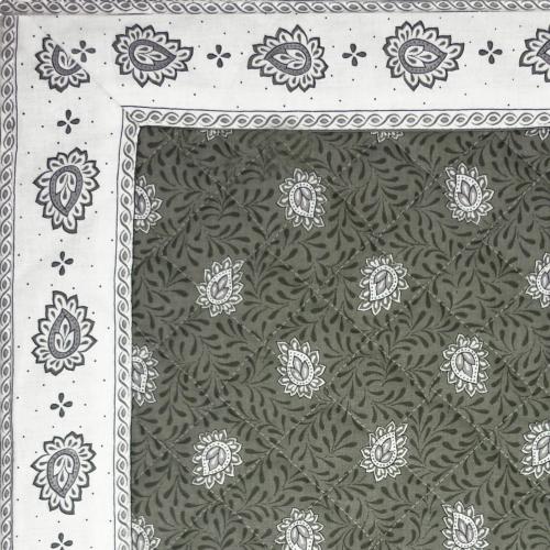 Provencal Quilted Cotton Square Table Mat Grey "Lotus" pattern