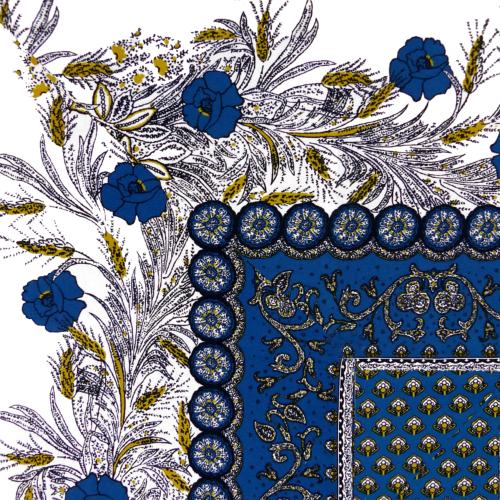 Blue Square Cotton Tablecloth 39"X39" "Dentelle" pattern
