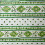 Green Rectangle Coated Cotton Tablecloth "Stripes" pattern