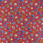 French Cotton Napkin Red "Floral" authentic Provencal design
