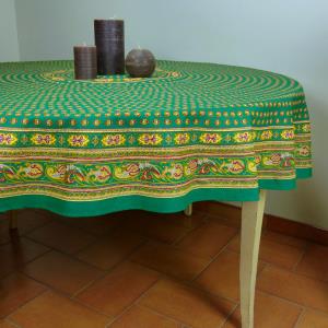 Provencal Round Cotton Tablecloth Green "Bastidin