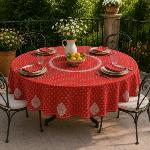 Red Round Cotton Tablecloth "Indianaire" pattern